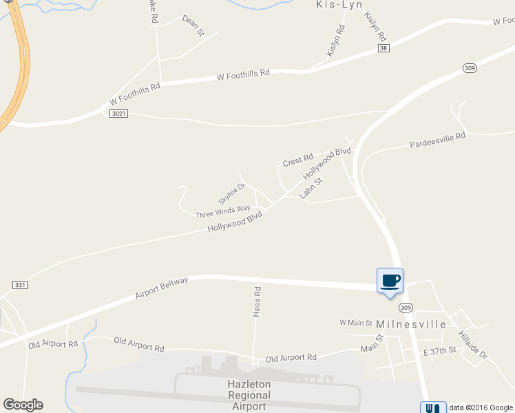 map of restaurants, bars, coffee shops, grocery stores, and more near 1000 Three Winds Way in Luzerne County
