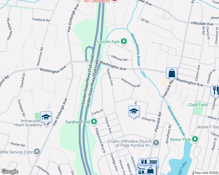 map of restaurants, bars, coffee shops, grocery stores, and more near 861 Robinwood Road in Township of Washington