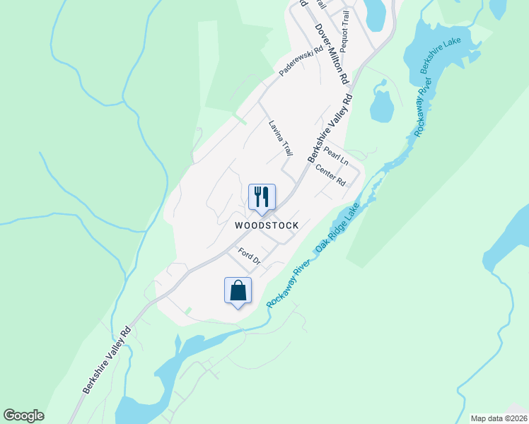 map of restaurants, bars, coffee shops, grocery stores, and more near 5271 Berkshire Valley Road in Jefferson