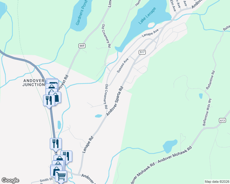 map of restaurants, bars, coffee shops, grocery stores, and more near 206 Sussex Avenue in Newton