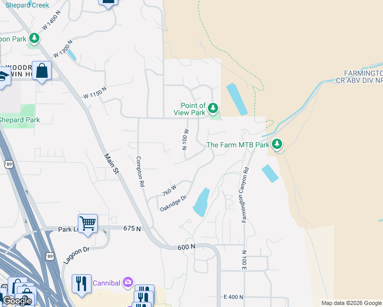 map of restaurants, bars, coffee shops, grocery stores, and more near 975 Oakridge Drive in Farmington