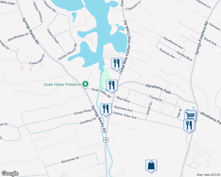 map of restaurants, bars, coffee shops, grocery stores, and more near 33713 Three Mile Harbor Road in East Hampton