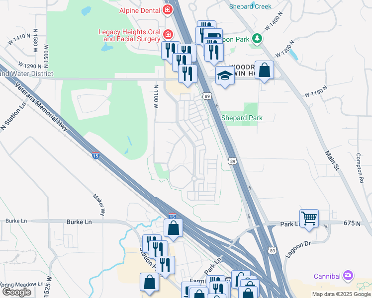 map of restaurants, bars, coffee shops, grocery stores, and more near 973 North 1000 West in Farmington