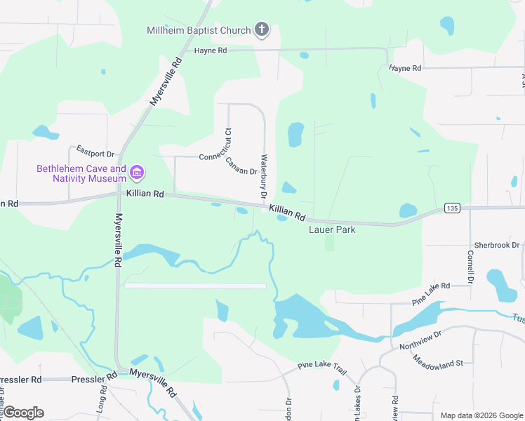 map of restaurants, bars, coffee shops, grocery stores, and more near 2680 Killian Road in Uniontown
