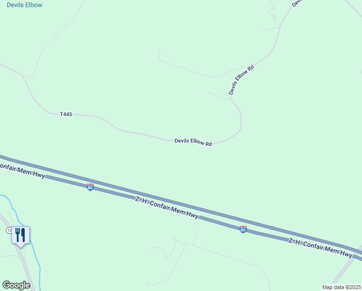 map of restaurants, bars, coffee shops, grocery stores, and more near 950 Devils Elbow Road in Bellefonte