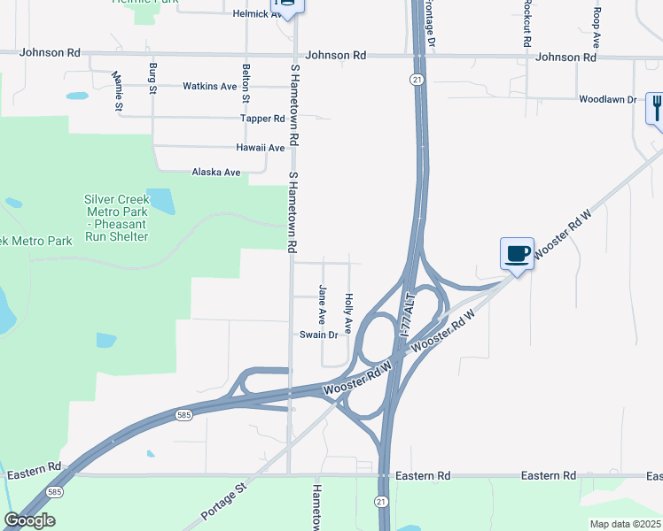 map of restaurants, bars, coffee shops, grocery stores, and more near 5027 Jane Avenue in Norton