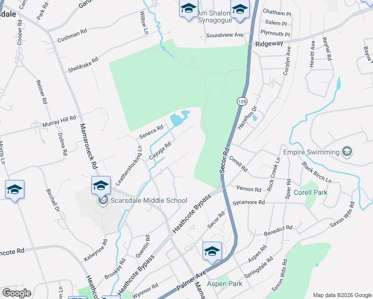 map of restaurants, bars, coffee shops, grocery stores, and more near 103 Catherine Road in Scarsdale