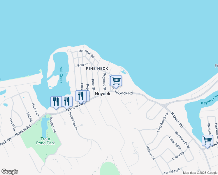 map of restaurants, bars, coffee shops, grocery stores, and more near 5 Elm Street in Sag Harbor