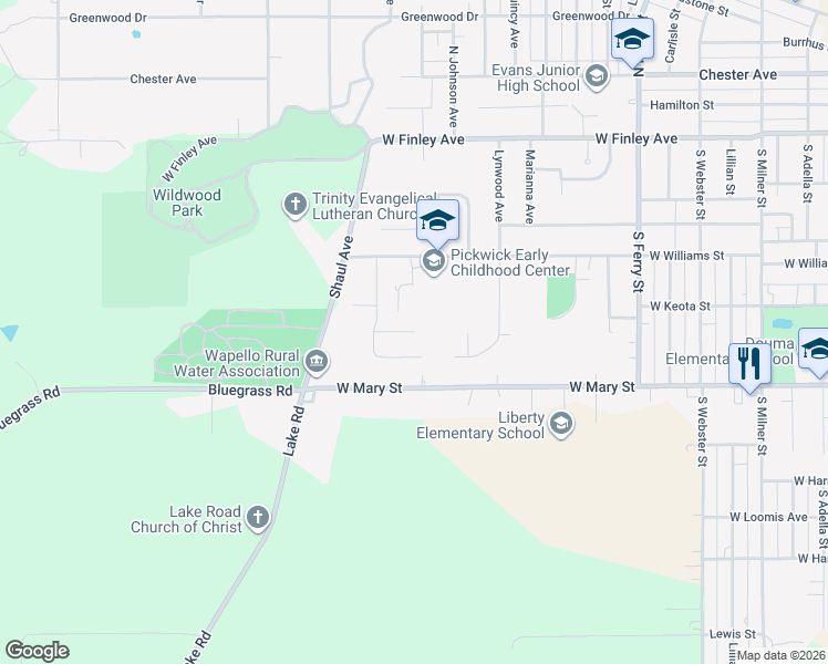 map of restaurants, bars, coffee shops, grocery stores, and more near 1319 Casper Dr in Ottumwa