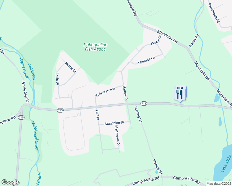 map of restaurants, bars, coffee shops, grocery stores, and more near 710 Yoke Terrace in Stroudsburg