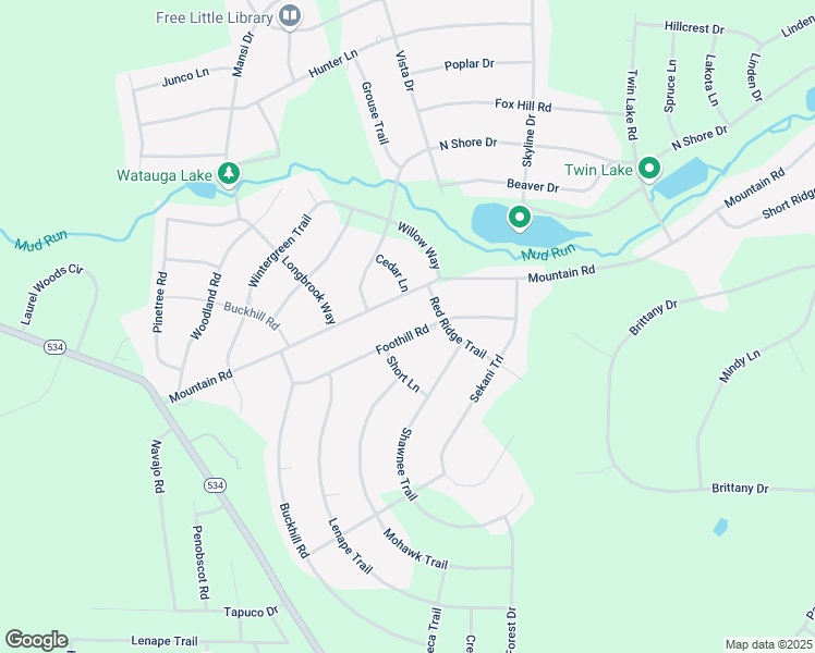 map of restaurants, bars, coffee shops, grocery stores, and more near 53 Foothill Road in Albrightsville