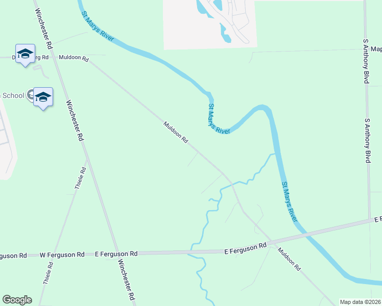 map of restaurants, bars, coffee shops, grocery stores, and more near 9620 Muldoon Rd in Fort Wayne