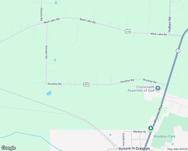 map of restaurants, bars, coffee shops, grocery stores, and more near 5907 Stuckey Road in Creston