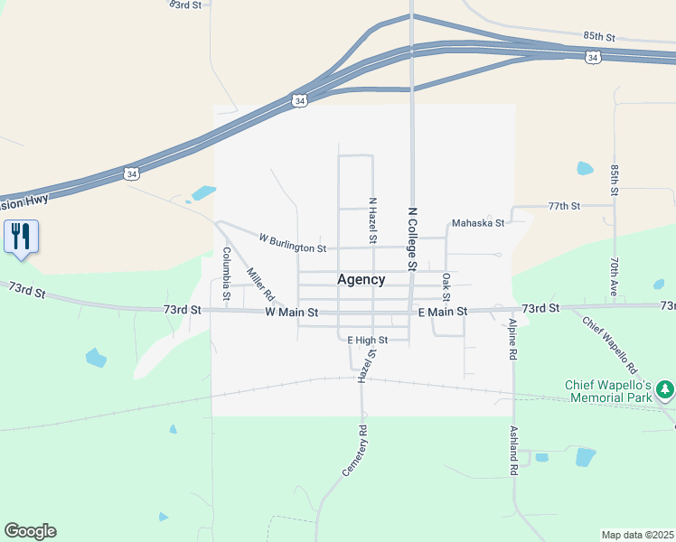 map of restaurants, bars, coffee shops, grocery stores, and more near 241 North Vine Street in Agency