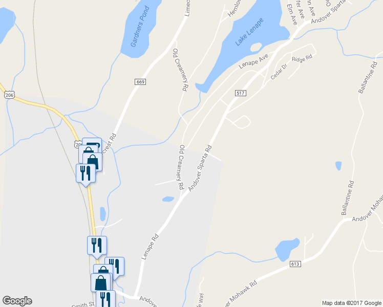 map of restaurants, bars, coffee shops, grocery stores, and more near 206 Sussex Avenue in Newton