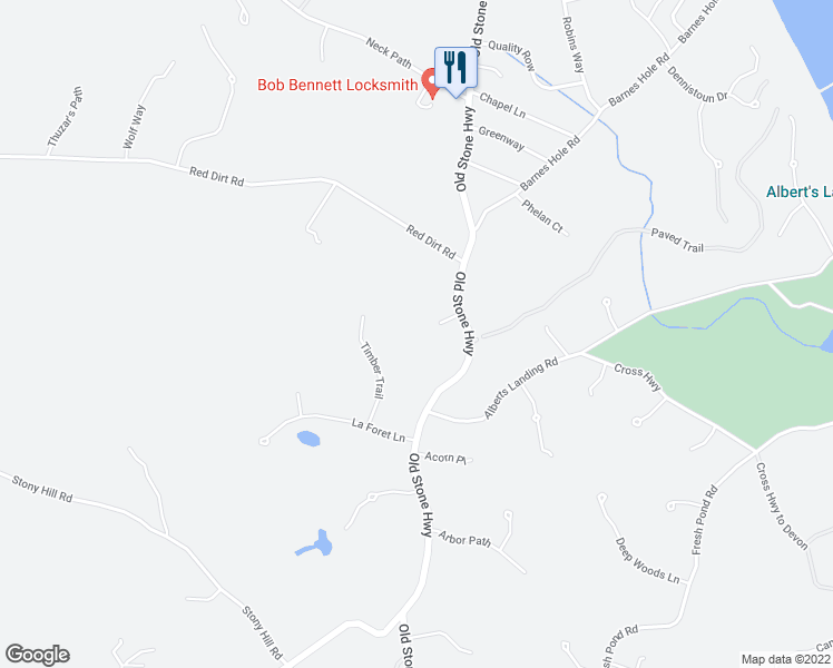 map of restaurants, bars, coffee shops, grocery stores, and more near 15 Eastwood Court in Amagansett