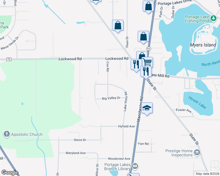 map of restaurants, bars, coffee shops, grocery stores, and more near 3997 Cox Road in New Franklin