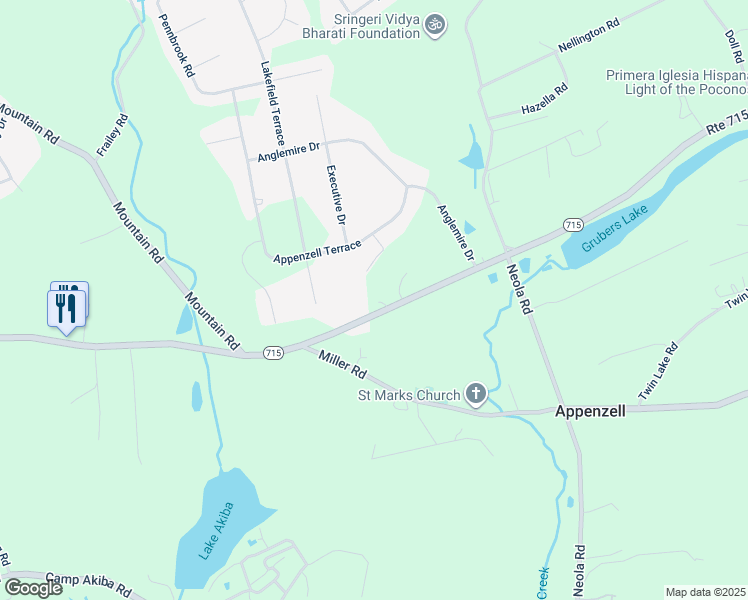 map of restaurants, bars, coffee shops, grocery stores, and more near 1677 Route 715 in Stroudsburg