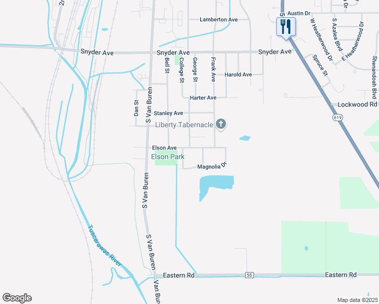 map of restaurants, bars, coffee shops, grocery stores, and more near 509 Teakwood Court in Barberton