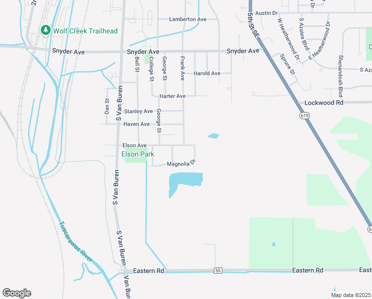 map of restaurants, bars, coffee shops, grocery stores, and more near 380 Elson Avenue in Barberton