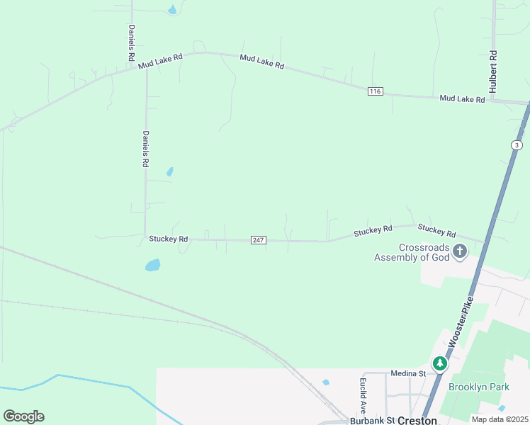map of restaurants, bars, coffee shops, grocery stores, and more near 5907 Stuckey Road in Creston