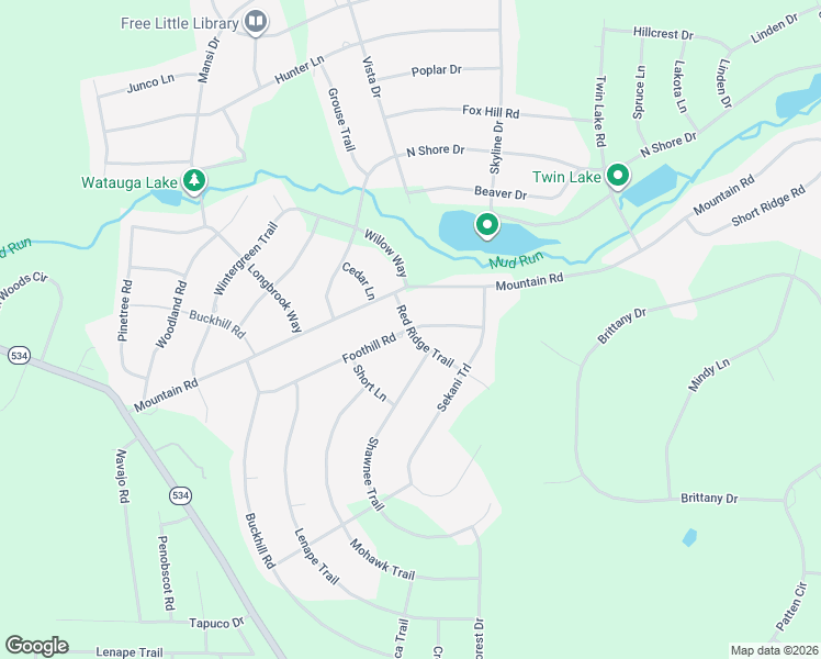 map of restaurants, bars, coffee shops, grocery stores, and more near 800 Red Ridge Trail in ALBRIGHTSVLLE