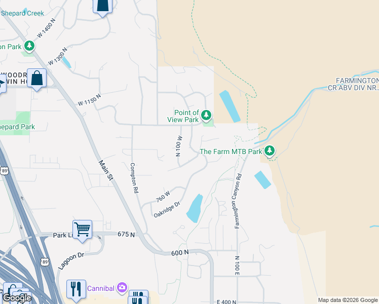 map of restaurants, bars, coffee shops, grocery stores, and more near 975 Oakridge Drive in Farmington