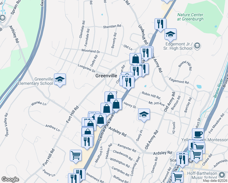 map of restaurants, bars, coffee shops, grocery stores, and more near 16 Dorchester Drive in Scarsdale