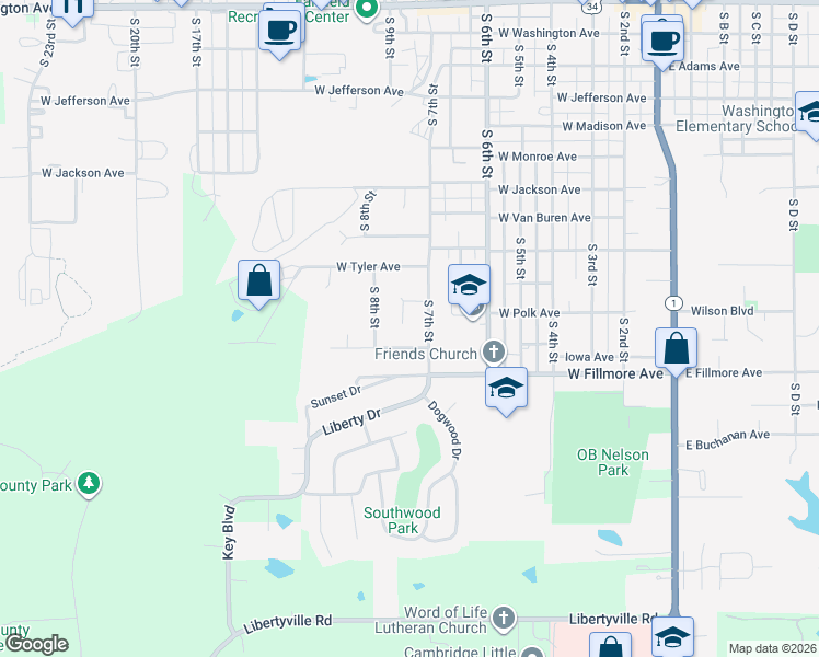 map of restaurants, bars, coffee shops, grocery stores, and more near 1011 Sunny Lane in Fairfield