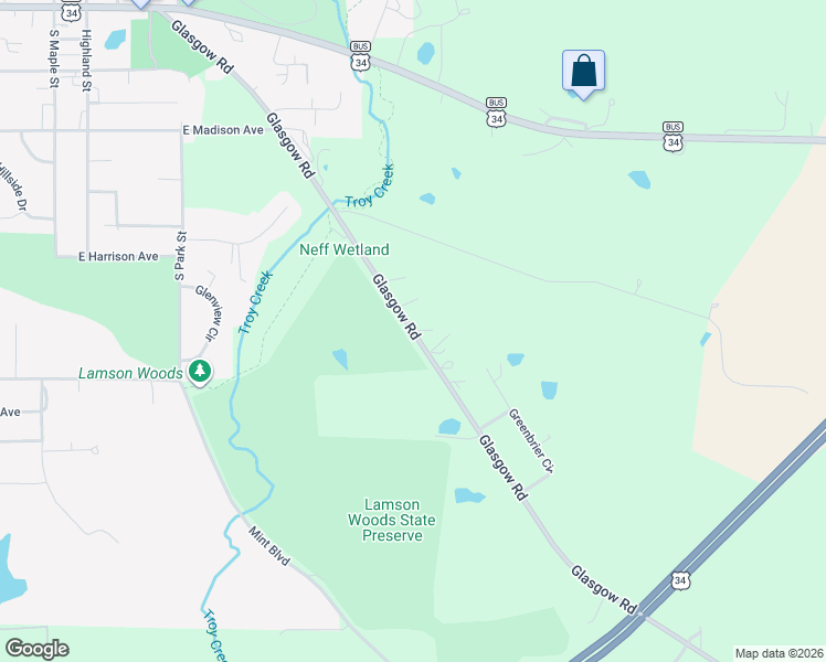 map of restaurants, bars, coffee shops, grocery stores, and more near 2242 Glasgow Road in Fairfield