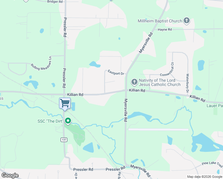 map of restaurants, bars, coffee shops, grocery stores, and more near 2391 Killian Road in Akron