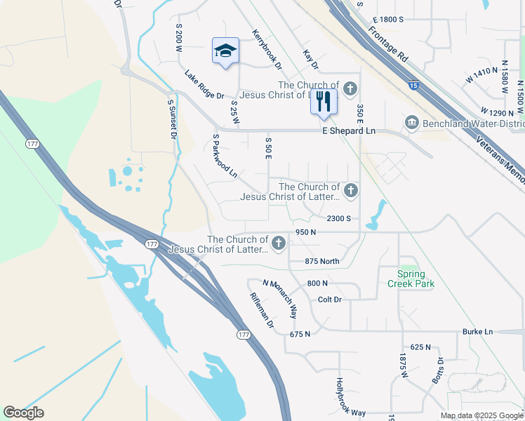map of restaurants, bars, coffee shops, grocery stores, and more near 14 2300 South in Kaysville