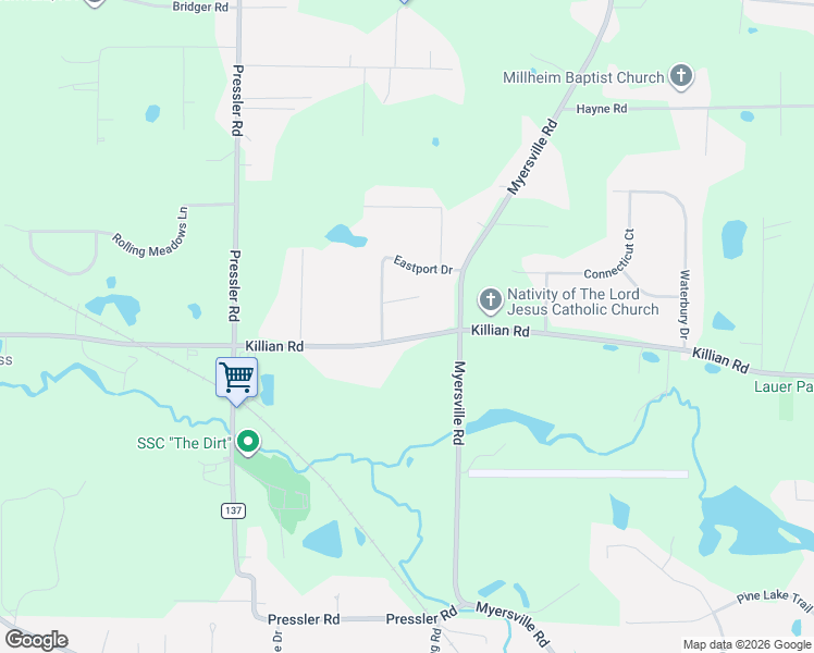map of restaurants, bars, coffee shops, grocery stores, and more near 2391 Killian Road in Akron