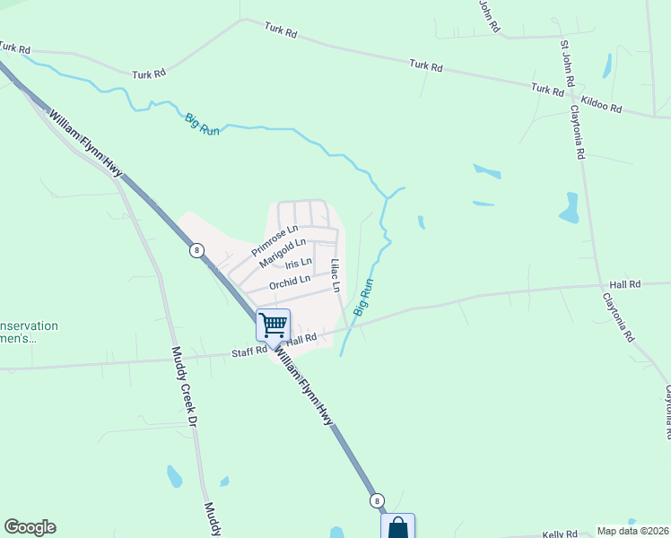 map of restaurants, bars, coffee shops, grocery stores, and more near 114 Lilac Lane in Slippery Rock