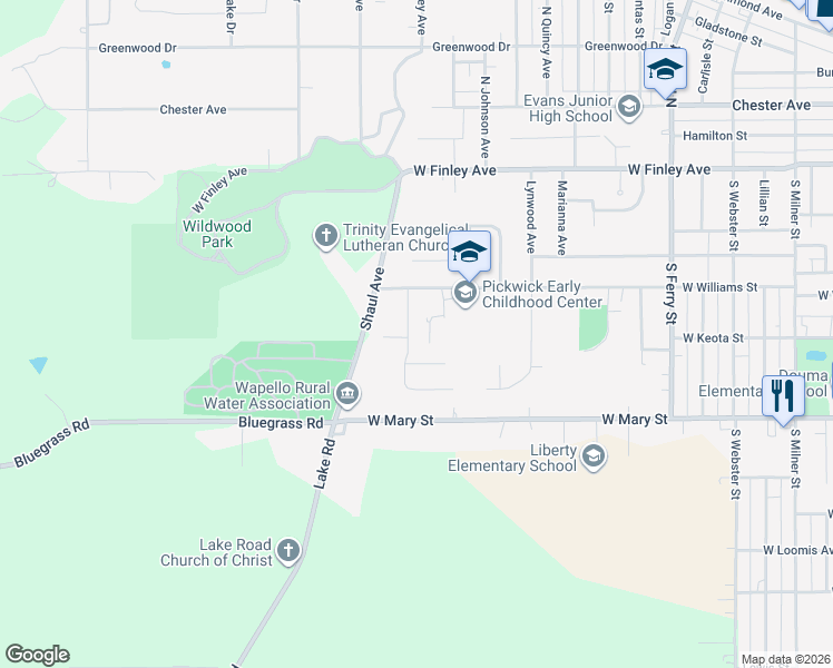 map of restaurants, bars, coffee shops, grocery stores, and more near 1301-1319 Casper Drive in Ottumwa