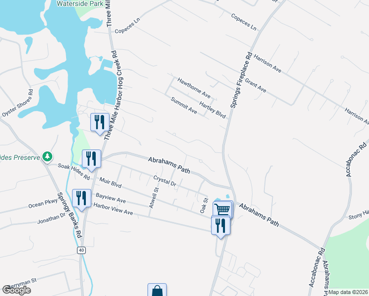 map of restaurants, bars, coffee shops, grocery stores, and more near 15 Fairway Drive in East Hampton