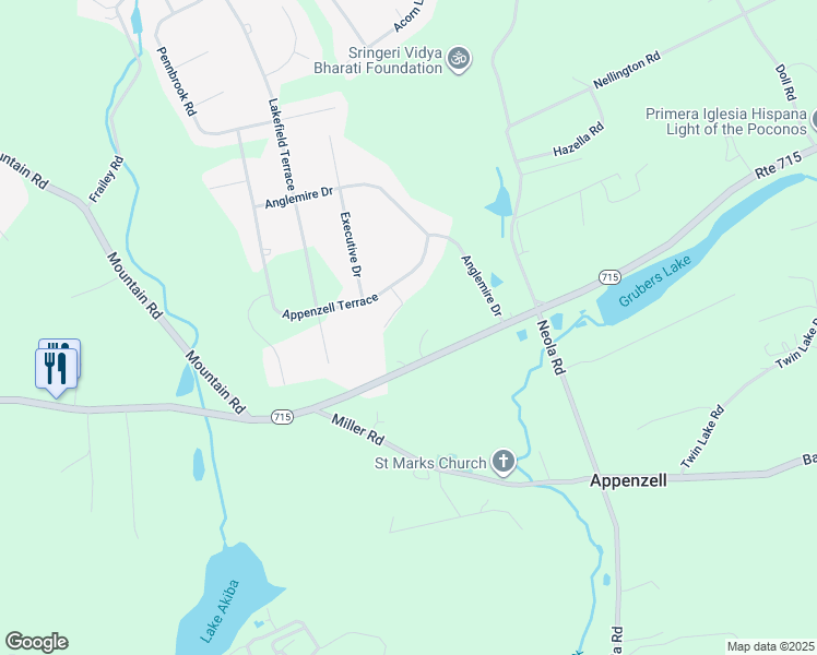 map of restaurants, bars, coffee shops, grocery stores, and more near 117 Quail Court in Stroudsburg