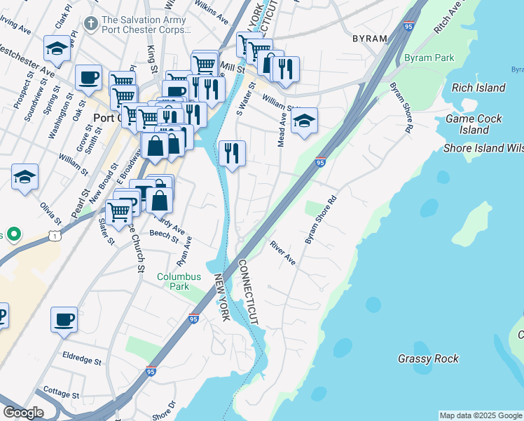 map of restaurants, bars, coffee shops, grocery stores, and more near 7 Hervey Street in Greenwich