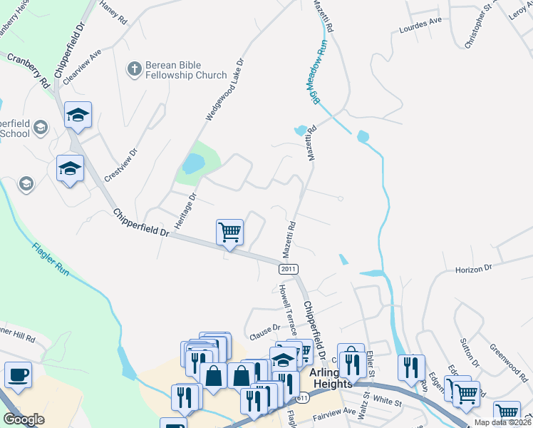map of restaurants, bars, coffee shops, grocery stores, and more near 12 Woodhaven Ln in Stroudsburg