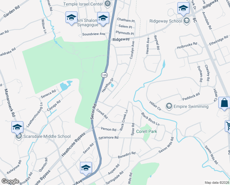 map of restaurants, bars, coffee shops, grocery stores, and more near 7 Norma Place in Scarsdale