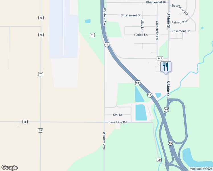 map of restaurants, bars, coffee shops, grocery stores, and more near 3111 Western Avenue in Findlay