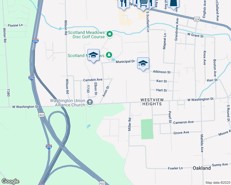 map of restaurants, bars, coffee shops, grocery stores, and more near 515 Avon Street in New Castle
