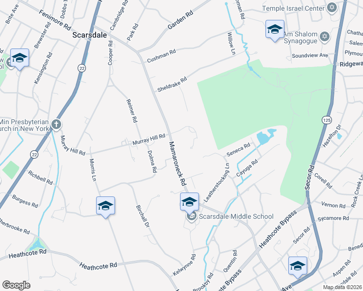 map of restaurants, bars, coffee shops, grocery stores, and more near 99 Mamaroneck Road in Scarsdale