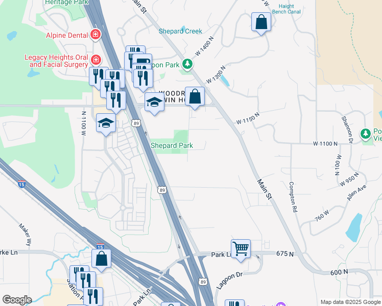 map of restaurants, bars, coffee shops, grocery stores, and more near 695 West Hidden Farm Drive in Farmington