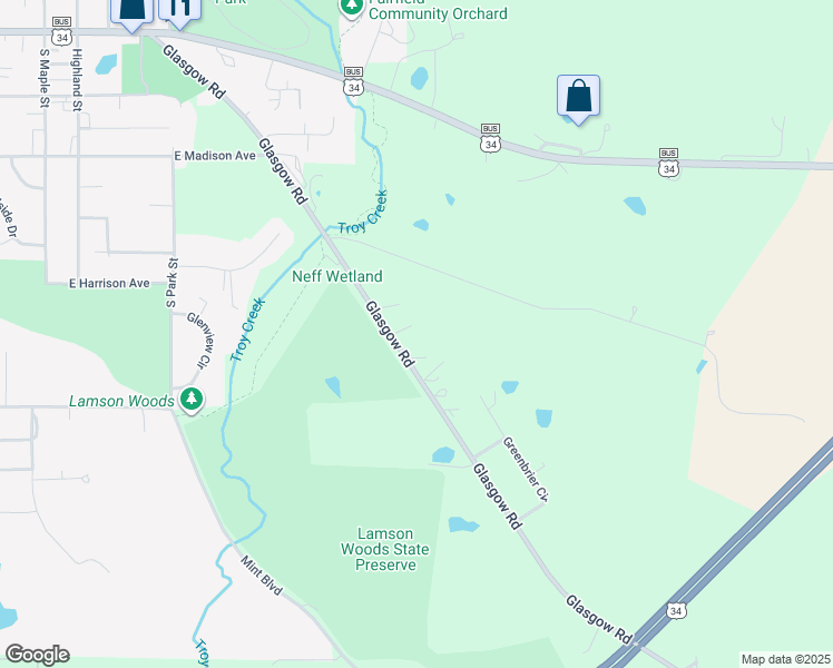 map of restaurants, bars, coffee shops, grocery stores, and more near 2238-2240 Glasgow Road in Fairfield