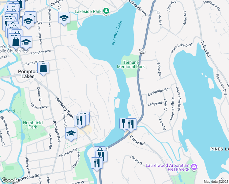 map of restaurants, bars, coffee shops, grocery stores, and more near 197 Summit Avenue in Pompton Lakes