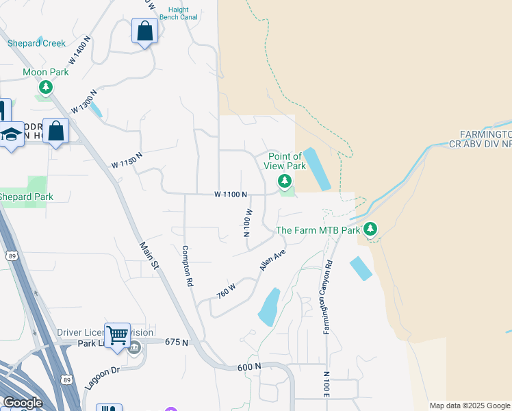 map of restaurants, bars, coffee shops, grocery stores, and more near 1083 North 50 West in Farmington