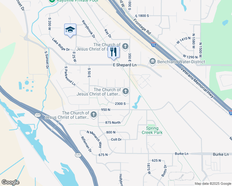 map of restaurants, bars, coffee shops, grocery stores, and more near 2253 South 200 East in Kaysville