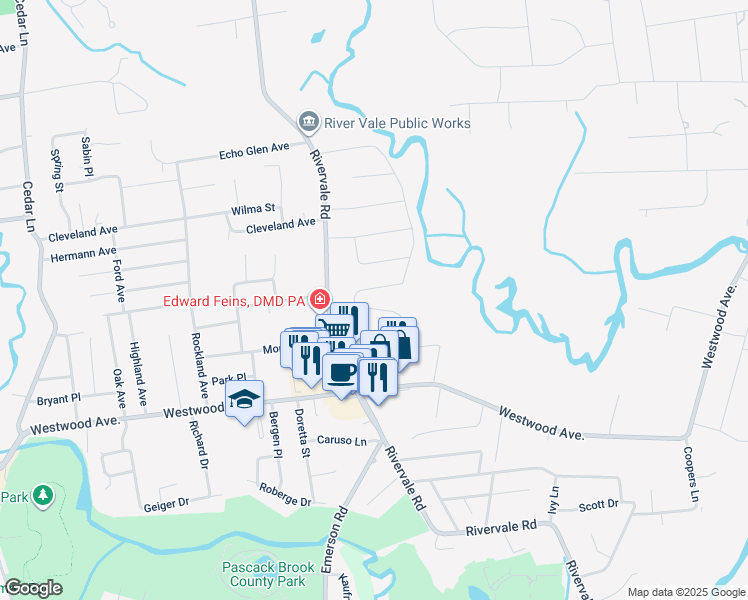 map of restaurants, bars, coffee shops, grocery stores, and more near 238 Collignon Way in River Vale