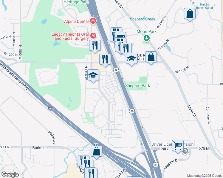 map of restaurants, bars, coffee shops, grocery stores, and more near 935 West Willow Farm Paseo in Farmington